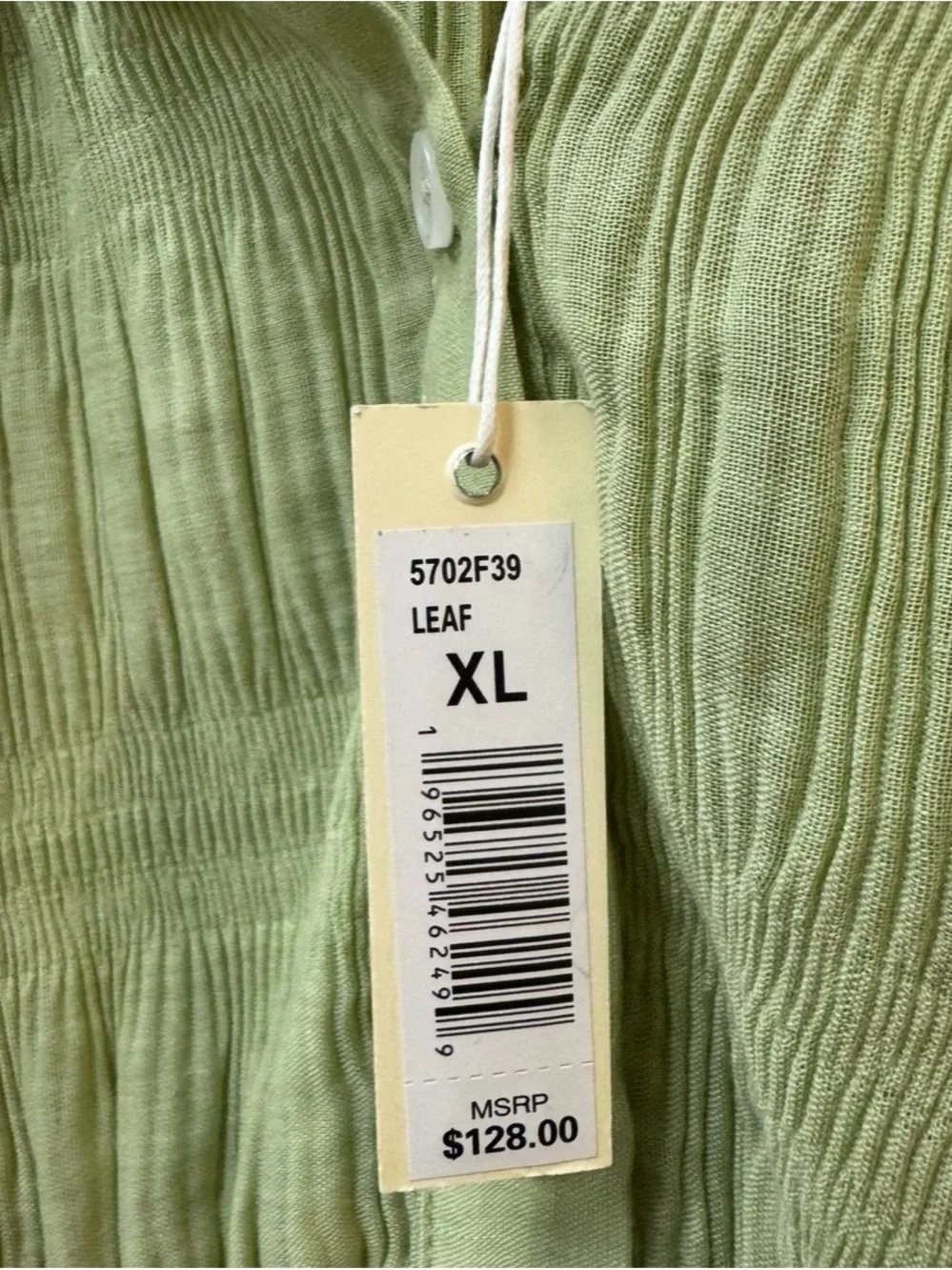 NWT Max Studio Leaf Green Gauze Babydoll Peasant Blouse Top XL